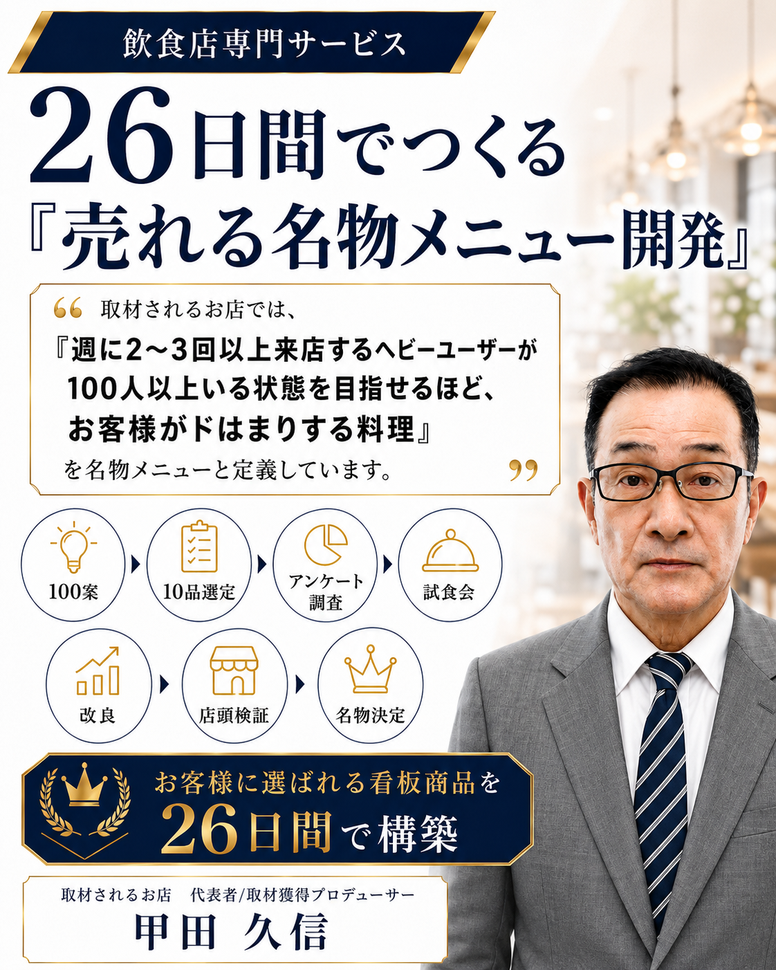 26日間でつくる「売れる名物メニュー開発」